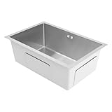 60 x 40 x 22 cm, lavello in acciaio inox, 1 lavandino rettangolare con foro di scarico Ø11...