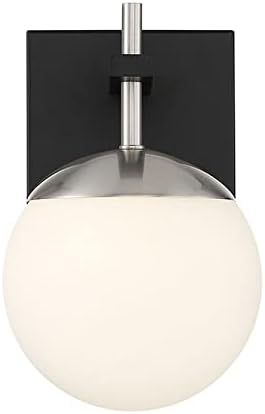 GEORGE KOVACS P1350-712 Alluria, 1 Light Wall Mount Bath, Sand Coal & Brushed Nickel Finish, Etched Opal Glass Shade