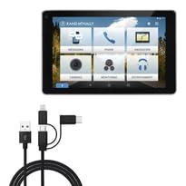 BoxWave Cable Compatible with Rand McNally OverDryve 7 - AllCharge 3-in-1 Cable - Jet Black