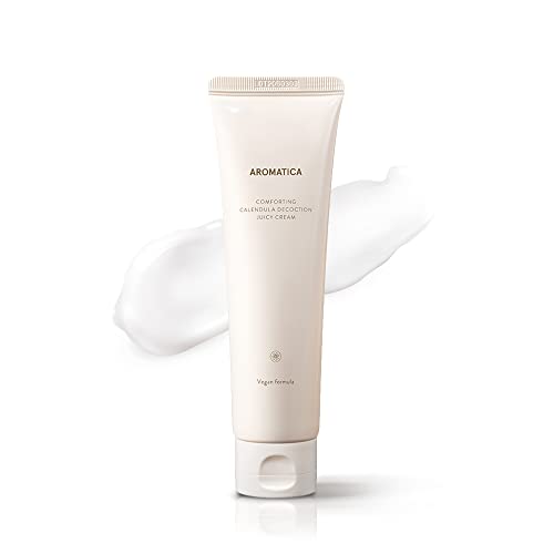 Calendula Juicy Cream, Vegan, 48% CALENDULA EXTRACT, Soft Hydration, Moisturizer for Daily Use, light on Sensitive to Normal Skin Types, For Itchy and Rough Skin, by Aromatica