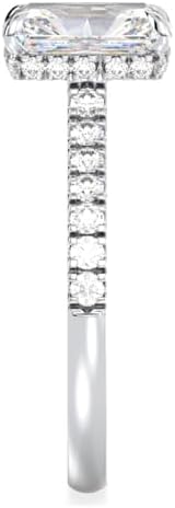 Certified 3 Carat Moissanite Engagement Ring for Women, Radiant Cut, D Color, VVS1 Clarity 925 Sterling Silver with 18K White Gold Plating Solitaire Bridal Ring (Size-5.5)