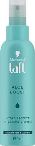 Taft Aloe Boost Hydra Protect Hitzeschutz-Spray (150 ml) feuchtigkeitsspendendes Styling Spray für bis zu 230 C Hitzeschutz und sofortigen Glanz Leave In mit Aloe Vera & Glycerin