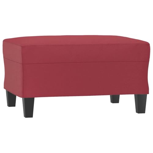 Mhdvray Taburete acolchado de piel sintética, moderno, reposapiés, estable, para salón, 70 x 55 x 41 cm, color rojo vino