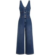 CIDER Overalls for Women Denim V Neck Sleeveless Stretchy Pants | Button Down, Stretchy, Wide Leg...
