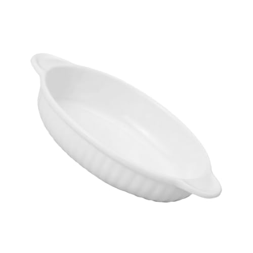 ULTECHNOVO Fuente de horno de color blanco con asas dobles antiquemaduras, bandeja para cocina resistente a la temperatura, base antideslizante para dulces, ensaladas y frutas
