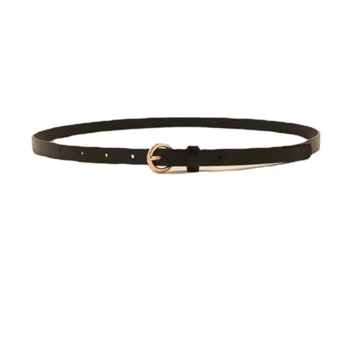 Thin Belts Casual Luxury Design PU Belt Trend Retro Pin Buckle Waistband(black)