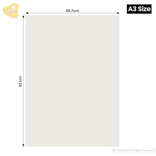 Image of Lakeer A3 Off White Color - Cardstock Paper Board, Hardboard | 800 GSM - Pack of 5 Pcs | for Scrapbooking, Art, Craft, Poster, DIY, Etc.