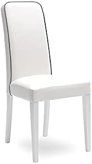 Sedia Modello ANITA in similpelle con bordino e gambe in faggio laccato, design 100% italiano (BIANCO CON BORDINO GRIGIO)