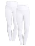 Berydale Damen Hochbund-Leggings, Weiß (2er Pack), XS