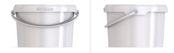 Jockey Lot de 5 Seaux avec Couvercle 3 L Blanc Plastique Rond PP + Couvercle Hermétique Blanc Anse Plastique