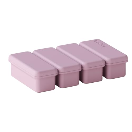 Image of Durable Extra Large Silicone Freezer Non-Stick Ice Maker Trays with Lids 4-Compartment Meal Prep Food Soup Storage Containers Easy Press Demolding Ice. (1 pcs)