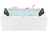 Baignoire d'angle balnéo de forme rectangulaire avec appuis-tête et lumière LED sous-marine