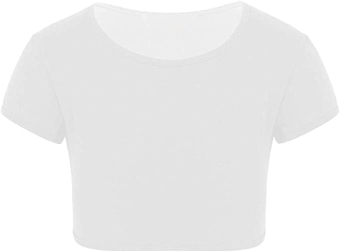 GenericAimanz Fashions® Kids Girls Neon Plain Short Sleeve Crop Tops Summer T-Shirt Tee Top Dance Wear Gymnastic Fancy Dress Age 3-13 Years