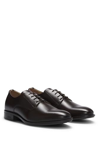 Image of BOSS Mens Colby Derb Leather Derby Shoes with Signature Trims Size
