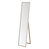 LOLAhome Espejo De Pie Cuerpo Entero Blanco Y Natural | Espejo Grande Suelo Habitación Dormitorio o Vestidor 154 Cm | Espejo Decorativo con Marco De Madera