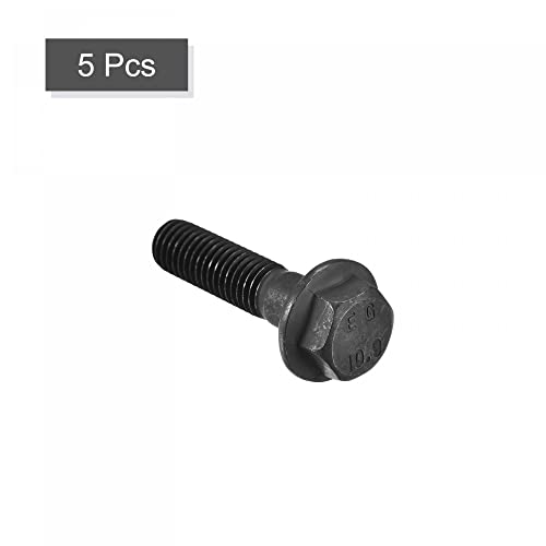 Image of uxcell Metric M8x35mm Hex Flange Bolts, 5pcs 10.9 Grade Carbon Steel Hexagon Head Screws