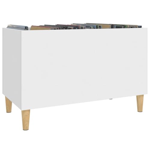 Étagère pour disques vinyles compacte blanche meuble bas salon