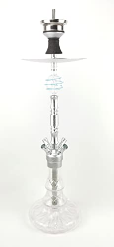 Smokah Shisha Big Hero - Silver Clear A | inkl. Molassefänger | Aluminium Shisha | 4x Schlauchadapter