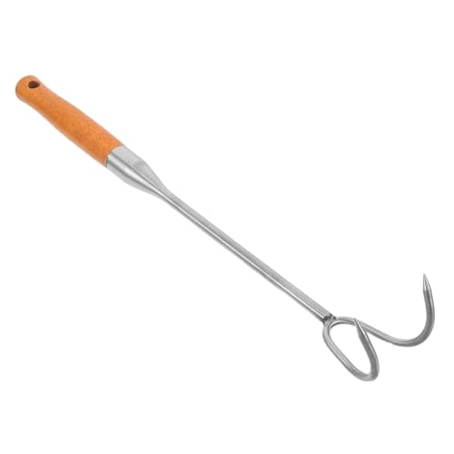 Mikinona Pigtail Food Flipper Hook Heavy Duty Stainless Steel Meat Turner with Ergonomic Non Slip Handle for Grilling Roasting and Cooking and Steak