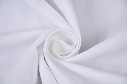 Image of Blue Strip Polycotton Bedsheet, Single 60x90 (White) | Hotel Quality | Soft, Breathable & Colourfast | Wrinkle Resistant | Machine Washable | Pillow Covers Included