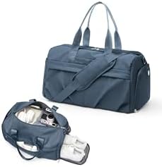 livbote Gym Bag for Women Men with Shoe Compartment, Sport Duffel Bag, Waterproof Travel Weekender Overnight Carry on Bag for Yoga with Trolley Sleeve, Jewel Blue, A1-Jewel Blue, Shoe Compartment