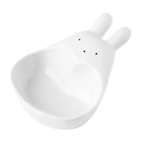 Gatuida Plato Pequeño de Cerámica con Forma de Conejo Recipiente para Salsas y Condimentos Diseño de Dibujos Animados para Vinagre Aperitivos y Aderezos Fácil de Limpiar y Transportar