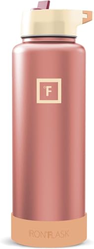 Image of IRON FLASK 40 oz Wide Mouth Water Bottle with Straw | Insulated Stainless Steel Sports Water Bottle with Leakproof Straw Lid - BPA Free, Cold 24 Hrs, Sweat Free (Dream Sunset)