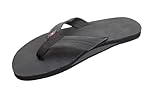 Rainbow Sandals Men's Premium Leather Single Layer Sandal,Large,Black