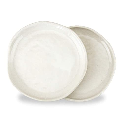 Roro Ceramic Stoneware White Hand-Molded Glossy Appetizer And Snack Plates, 7 Inch Pair Of 2 #TOP5
