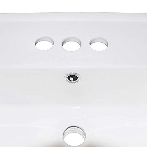 24" Rectangle Drop in Vessel Sink, White Bathroom Sink Ceramic Porcelain Vanity Top 3 Hole With Overflow (Ceramic sink only) - Thumbnail 7