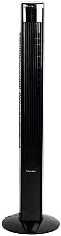 Thomson Turmventilator 116cm, 3 Geschwindigkeitsstufen, LED-Display, Touch- Panels, 24 Stunden Timer, Oszillierend, 70° drehbar, Fernbedienung, 45 Watt Leistung, schwarz