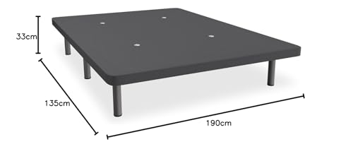 Miniatura 2 de Amuéblate Online - Base Tapizada 3d Con Estructura Extra Resistente Y Barras Transversales De Refuerzo, Gran Estabilidad, 6 Patas Metálicas Roscadas De 25cm, 135 X 190, Gris Oscuro