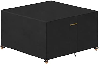 VANSHEIM Garden Furniture Cover Waterproof Outdoor Garden Table Cover Home Covers with Waterproof Windproof Anti-UV Heavy Duty 420D Oxford Fabric Square Black 90x90x90cm