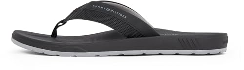 Tommy Hilfiger Herren Flip Flops Molded Beach Sandal mit Logo, Schwarz (Black), 42
