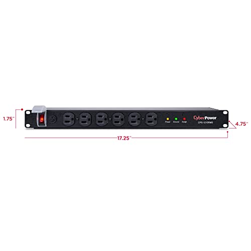 Cyberpower Cps1215Rms Rackmount Surge Protector, 120V/15A, 12 Outlets, 15 Ft Power Cord, 1U Rackmount #TOP3