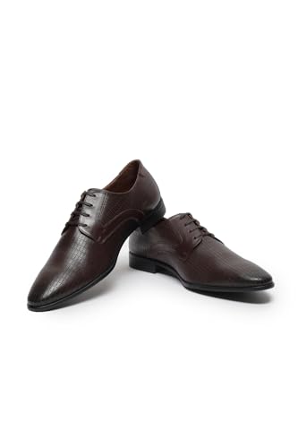 Image of Louis Philippe Men Premium Leather Breathable Lining Material Anti Slip with Heel TPR Sole Formal Derby Shoes