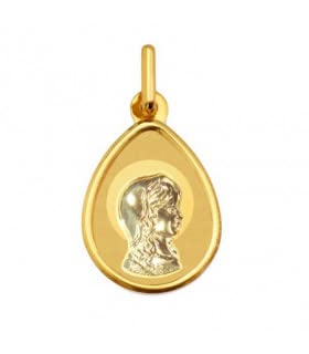 Médaille religieuse Vierge Marie Auréolée en or jaune 750 millièmes