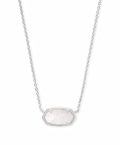Kendra Scott Elisa Pendant Necklace For Women, Fashion Jewelry, Rhodium-Plated Brass, White Opal #TOP1