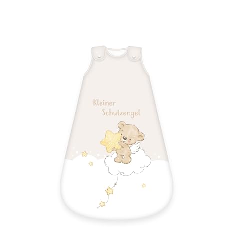 Herding babybest Schlafsack, Kleiner Schutzengel Motiv, 90 cm, Seitlich umlaufender Reißverschluss und Druckknöpfe, Weiß/Beige