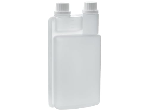 Sägenspezi Doppelhals Dosierflasche aus PE HD 1 Liter ungefüllt mit 60 ml Dosierkammer