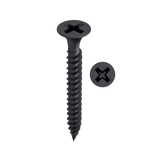 Image of TOX Drywall Screws 3.9 x 45 mm, Black Phosphated Screws with Trumpet Head + Fine Thread, Plasterboard on Metal Substructure, PH2, 1000 Pieces, Includes 1x Bit, 142453213945
