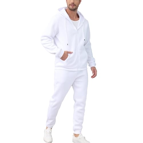JIHUILAI Mens Tracksuit, Track Jackets and Pants 2 Piece Outfit Mens Hoodie Sweatsuit Full-Zip Fleece Jogger Set, S-3XL