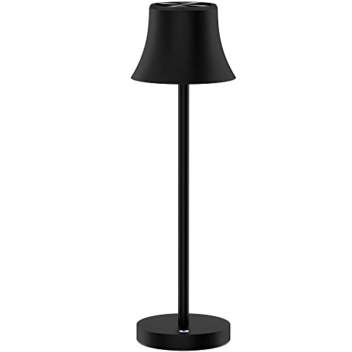 YIKUI Kabellose Tischlampe, 2 einstellbare Helligkeitsstufen, eingebauter 6000 mAh, wiederaufladbarer LED-Akku mit USB-Ausgangsanschluss, für Restaurant, Terrasse, Outdoor (schwarz) Cover