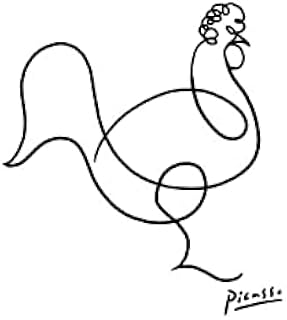 Pablo Picasso - Impresión artística enmarcada (pollo, mediano), color rojo