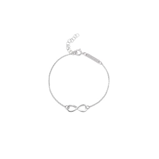 SINGULARU - Pulsera Infinito Plata - Pulsera en Plata de Ley 925 con Acabado Baño de Rodio - Talla Unica - Largo de cadena 17.5 cm - Joyas para Mujer - Varios Acabados
