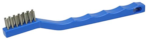 Image of Weiler 44075 Small Hand Wire Scratch Brush, Stainless Steel Fill, Plastic Block, 3 x 7 Rows, Made in The USA (Pack of 36)