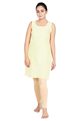 Image of Women's Cotton Long Camisole for Kurti /Suit Slip /Long Inner /Samij for Women Sameej /Knee Length Inner Wear /Sameez /Kurti Slip /Round Neck /Invisible