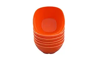 Microwave Safe Melamine Solid Vegetable Dezaro Bowl??(Orange, Pack of 6) 5 Inch