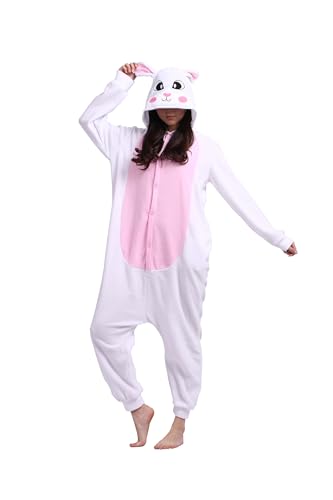 ULEEMARK Conejo Pijama Onesie de Fiesta para Adulto Unisexo Carnaval Animales Disfraz Cosplay Halloween Pijama Hombre Mujer Inviernos de una Pieza M