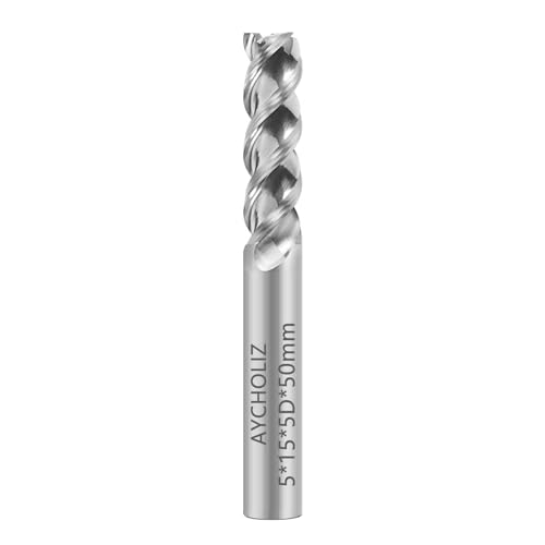 Image of Carbide Square End Mill - 3 Flute 5mm Milling Cutter - High Feed U-Type Design - for Roughing and Finishing - for Milling Aluminum Applications - Professional Mill Bits Sets
